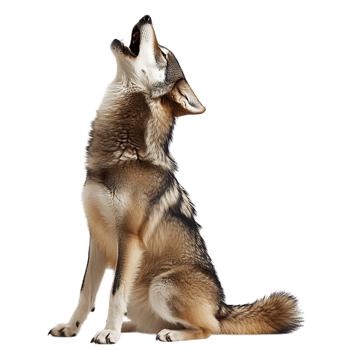 Fierce Wolf Howling in the Wild Isolated on Transparent Background png