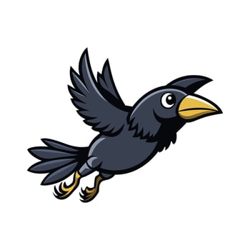Creative Design of Crow in Flight. Cartoon Art Tree Illustration. vector