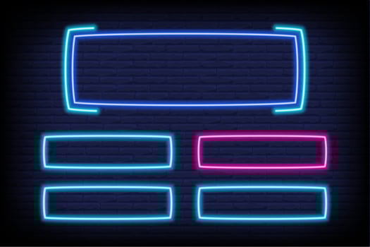 Quiz game neon template for trivia and tv show. Contest multiple options frame for choice on brick wall background. Intellectual challenge menu. led mockup vector