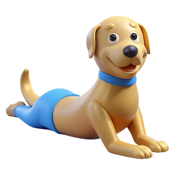 Cartoon Dog Character 3d Style Practicing Various Half Moon Yoga Poses on Transparent Background png