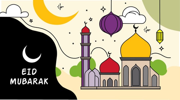 Colorful Mosque Illustration for Eid vector