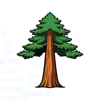 Distinct Sequoia Tree Outline Art. Cartoon Art Tree Illustration. vector