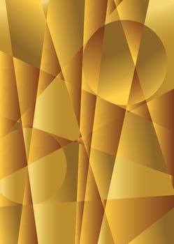 Abstract golden geometric design with stripes and shapes in bronze and yellow tones vector
