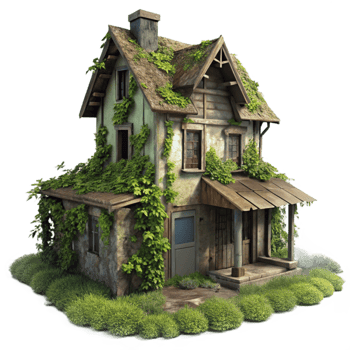 extraordinary creative Abandoned Farmhouse Overgrown Vines professional png