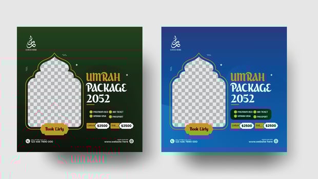 UMRAH Package Promotion Social Media Post template vector