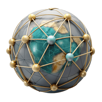 vibrant artistic Abstract Global Network with Connecting Lines Transparent Background premium png