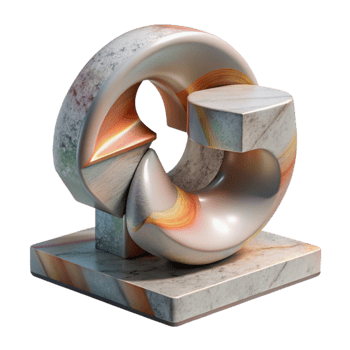 magnificent traditional Abstract Public Art Sculpture Side View Transparent Background png