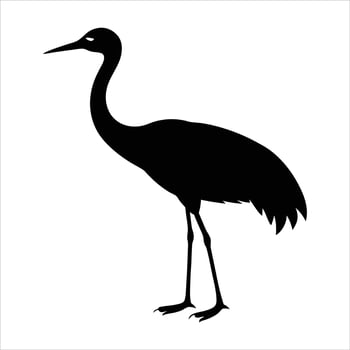 Elegant black silhouette of a crane standing vector
