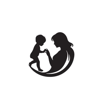 A mother and child silhouette logo vector