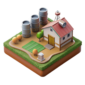 serene artistic Aerial View of Farm at Sunset Cutout png