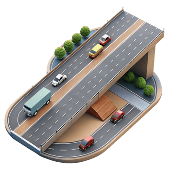 elegant creative Aerial View of Highway with Traffic Transparent Background detailed png