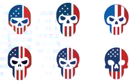 Patriotic Skull Logo Bundle icon set vector