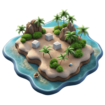 vibrant creative Aerial View of Island with Beaches Transparent Background premium png