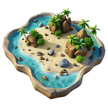 elegant minimalist Aerial View of Island with Beaches Transparent Background premium png