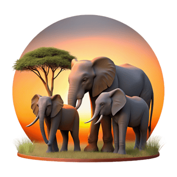 stunning contemporary African Elephant Family Silhouette Sunset exclusive png