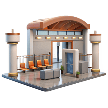 vibrant vintage Airport Terminal Interior with Gates authentic png