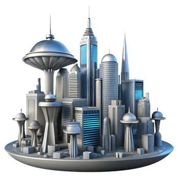 wonderful artistic Alien City Skyline Futuristic Architecture professional png