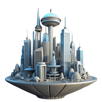 elegant rustic Alien City Skyline Futuristic Architecture high quality png
