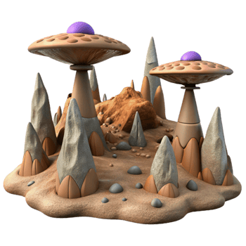 serene creative Alien Landscape with Strange Plants Transparent Background authentic png