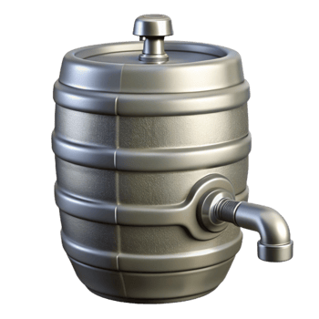 extraordinary classic Aluminum Beer Keg with Tap on Transparent Background genuine png