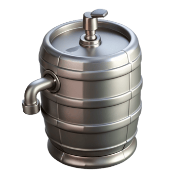 stunning creative Aluminum Beer Keg with Tap on Transparent Background professional png