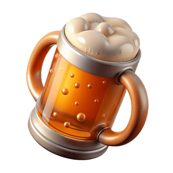 extraordinary minimalist Amber Lager in Stein Glass with Bubbles Cutout high quality png