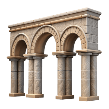 elegant rustic Ancient Roman Aqueduct Arch Cutout authentic png