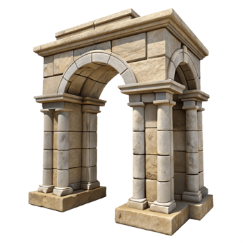 elegant rustic Ancient Roman Archway Stone Texture Transparent Background detailed png
