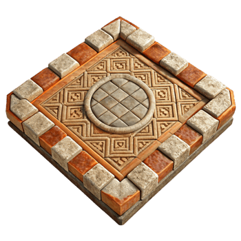 elegant minimalist Ancient Roman Mosaic Floor Pattern Cutout Element professional png