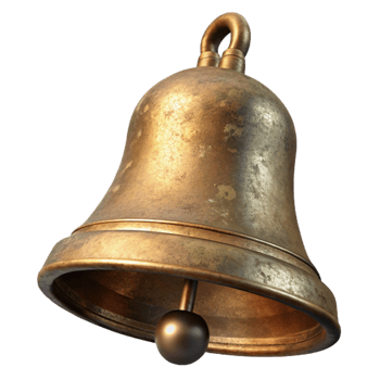 stunning artistic Antique Brass Bell Detailed View Transparent Background exclusive png