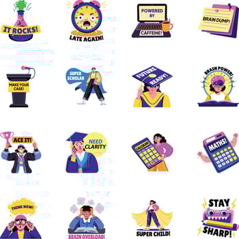 Collection of Flat Style School Fun Stickers vector