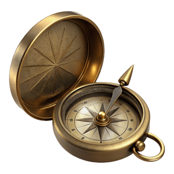 beautiful classic Antique Brass Compass Open Face Cutout authentic png
