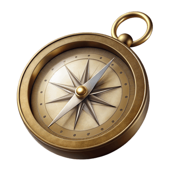 wonderful classic Antique Brass Compass Top View Transparent Background detailed png