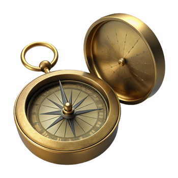 serene rustic Antique Brass Compass with Lid Cutout genuine png