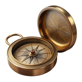 extraordinary creative Antique Brass Compass with Lid Cutout premium png