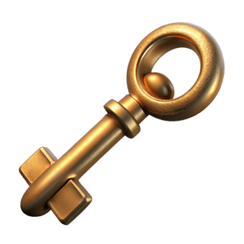 stunning artistic Antique Brass Key Detailed View Transparent Background detailed png