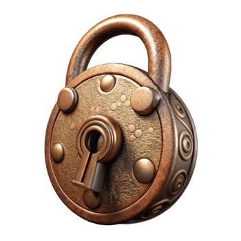 elegant traditional Antique Brass Lock Detailed View Cutout original png