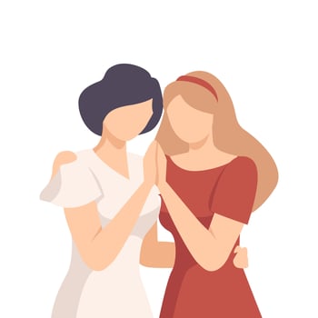Woman Embracing Crying Female and Soothing Her Illustration vector