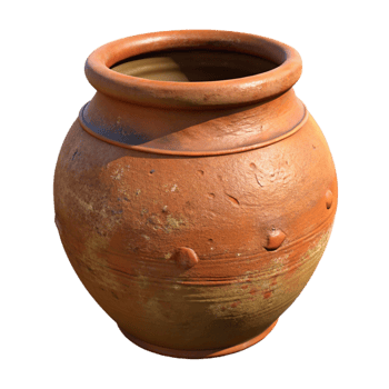 impressive rustic Antique Clay Pot with Rustic Texture Transparent Background high quality png