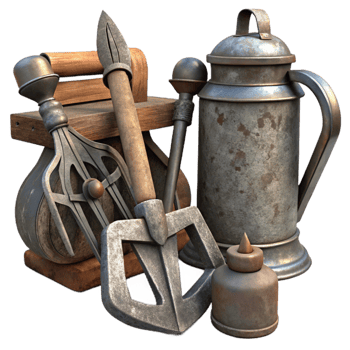 vibrant vintage Antique Farm Tools with Metal Details premium png