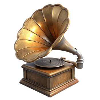 beautiful rustic Antique Gramophone Side View Transparent Background exclusive png
