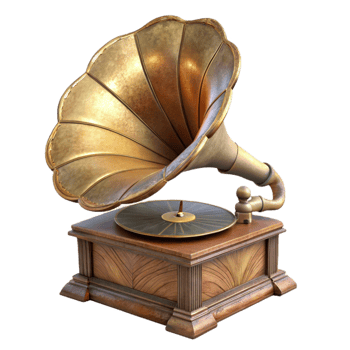 wonderful vintage Antique Gramophone Side View Transparent Background premium png