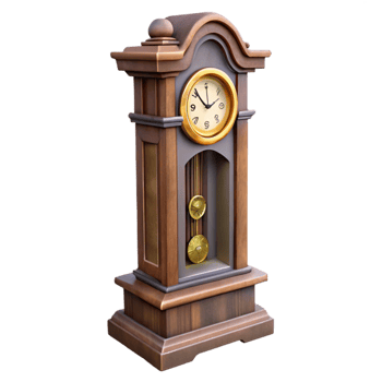 serene abstract Antique Grandfather Clock with Wooden Case Transparent Background high quality png