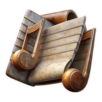 impressive creative Antique Music Sheet Notes Visible on Transparent Background png
