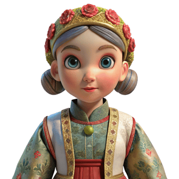 magnificent modern Antique Porcelain Doll Traditional Dress Transparent Background high resolution png