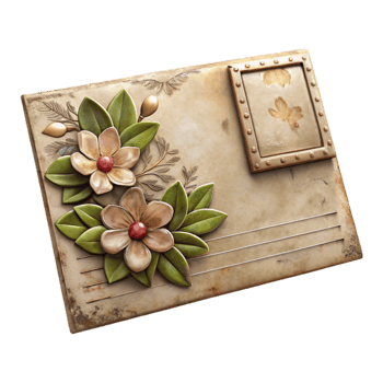 wonderful modern Antique Postcard with Floral Design Transparent Background exclusive png