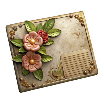 magnificent abstract Antique Postcard with Floral Design Transparent Background genuine png