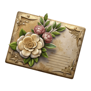 extraordinary abstract Antique Postcard with Floral Design Transparent Background genuine png