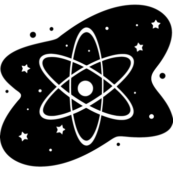 Illustration of an atom with electrons orbiting the nucleus in space, symbolizing science, physics, and atomic structure png