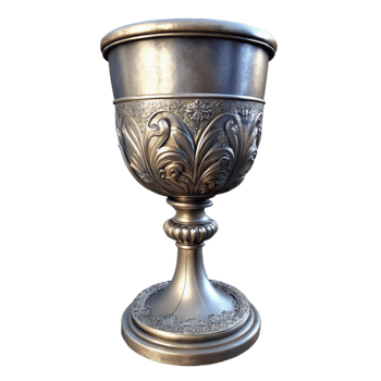 vibrant classic Antique Silver Goblet Ornate Design Transparent Background premium png